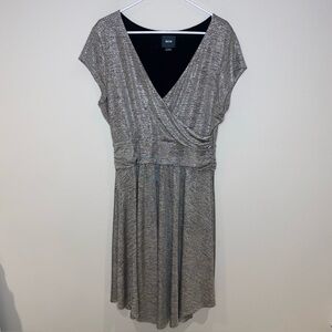 Anthropologie Tamera Wrap‎ Dress by Maeve Size XL Stretch Shimmer Silver